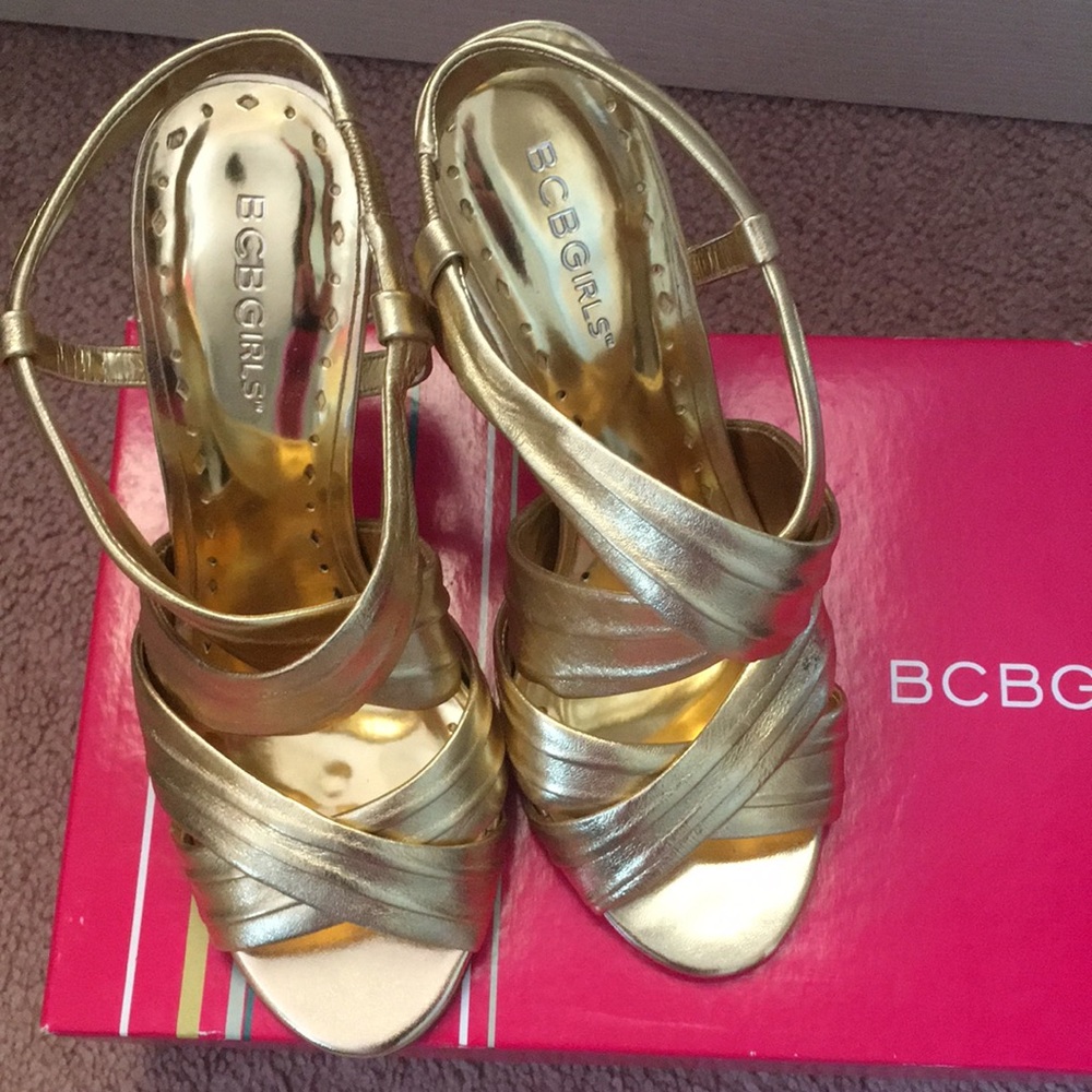 BCBGirls Gold Metallic High Heel Sandals